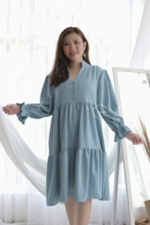 MAMA HAMIL Ruffle Dress Wanita Busui Polos Lengan Panjang Balon Cantik Modis BUSUI Murah MONIQ DRO 1019 5  large